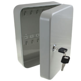 Key safe box 121x87x41 mm, lockable RAL7044